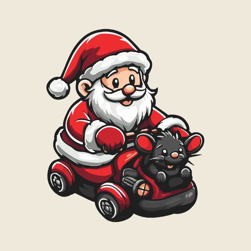 Souris Père Noël dessin animé