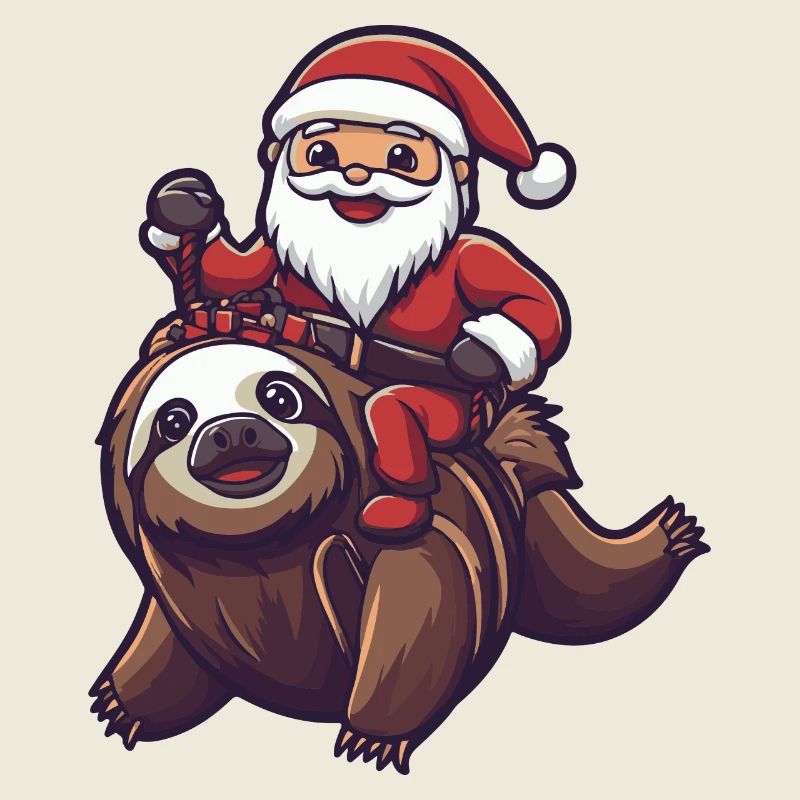 Sloth Santa Claus Cartoon