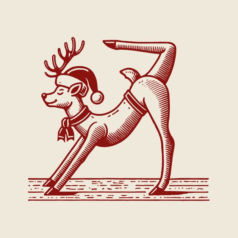 Yoga Reindeer Christmas Relaxed Celebration