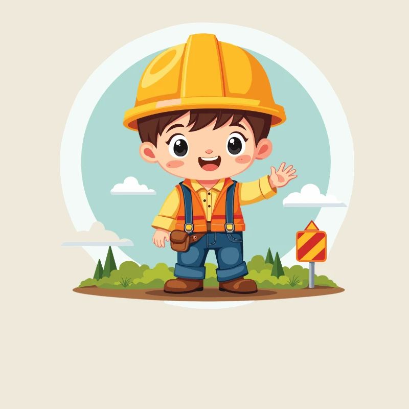 Construction Worker Design – Cute Motif for Kids