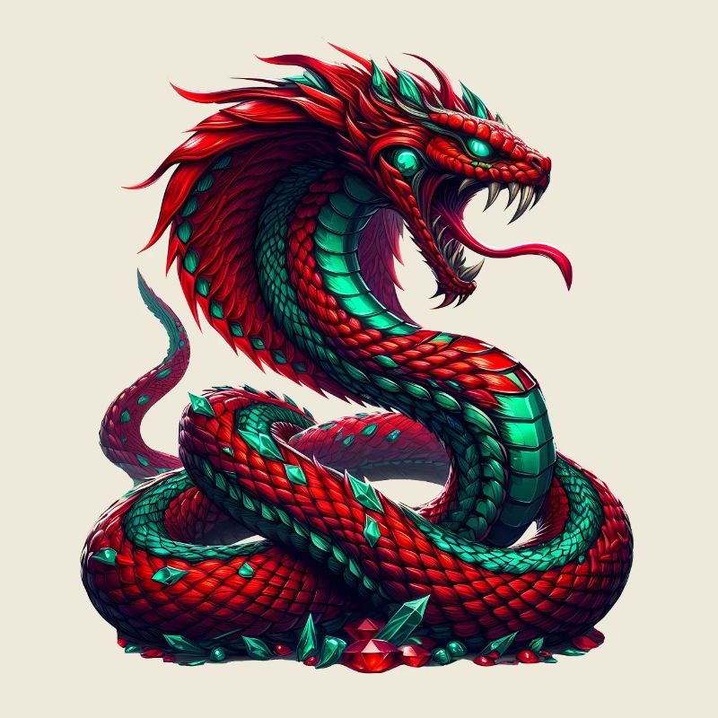 Serpent mythique avec coucher de soleil Année du Serpent 2025