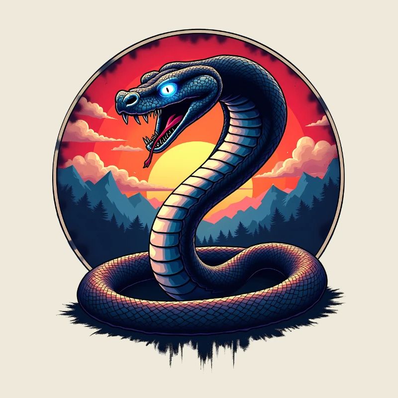 Serpent mythique avec coucher de soleil Année du Serpent 2025
