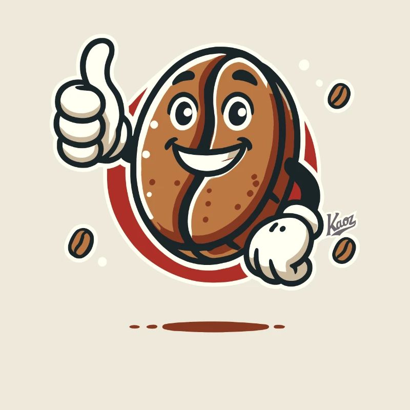 Thumbs up from a cheerful coffee bean