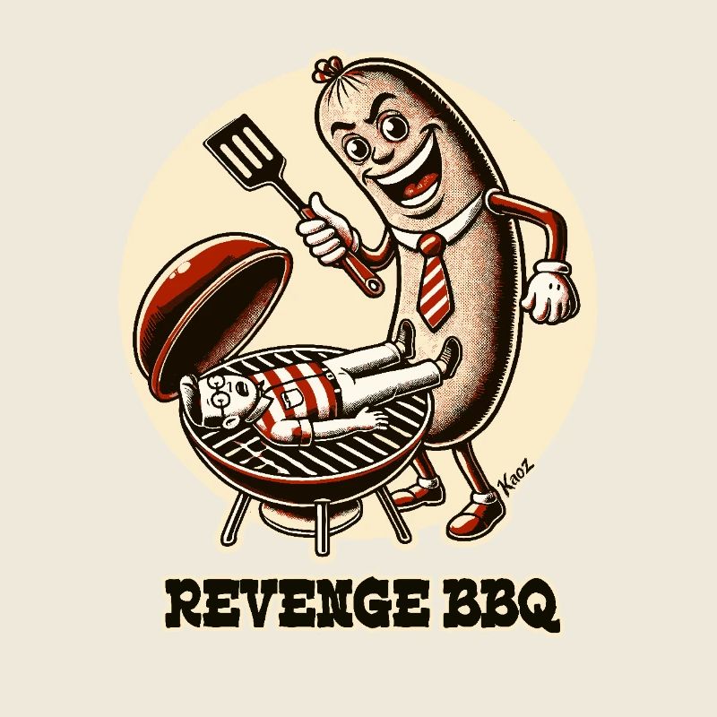 A satire sausage grills dad as a revenge BBQ