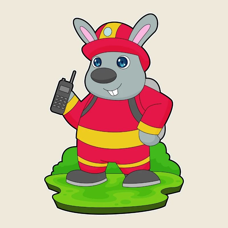 Pompier Bunny Microphone Brigade d’incendie