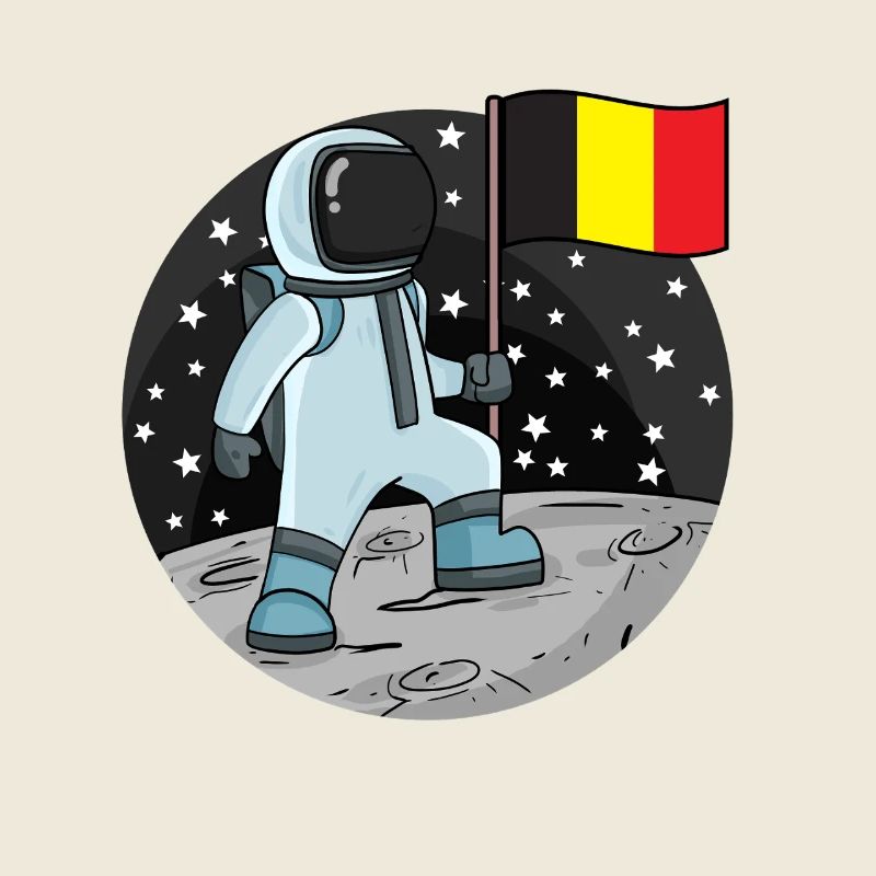 Astronaute avec drapeau belge dans l’espace