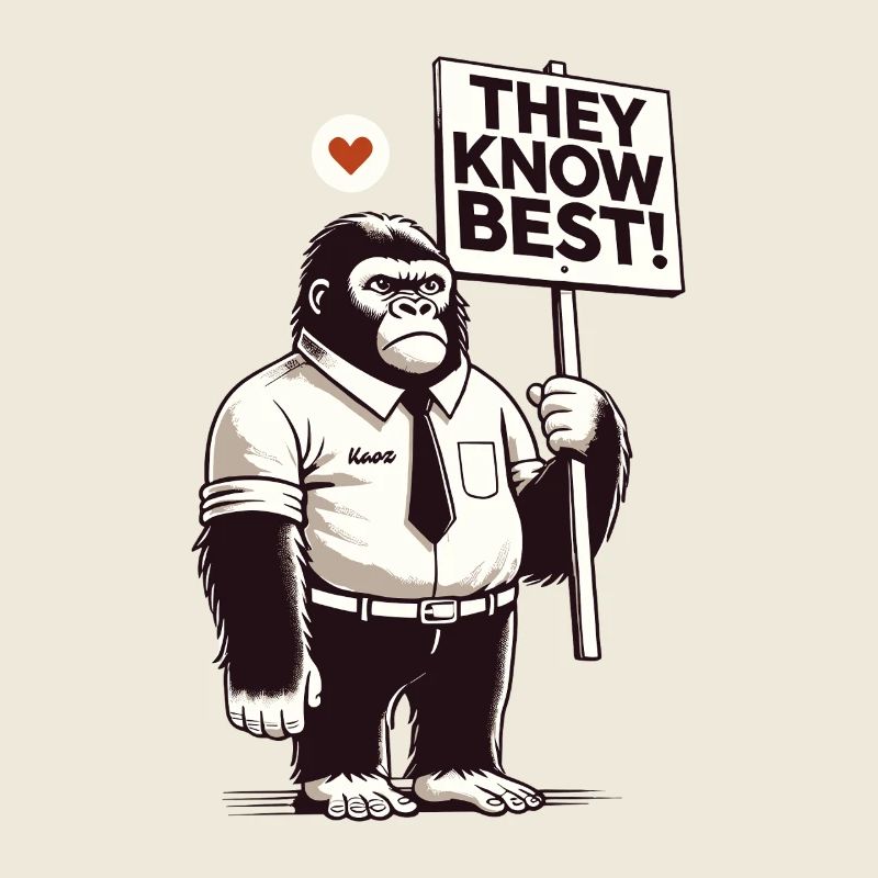 Good gorilla with shield: You know better!