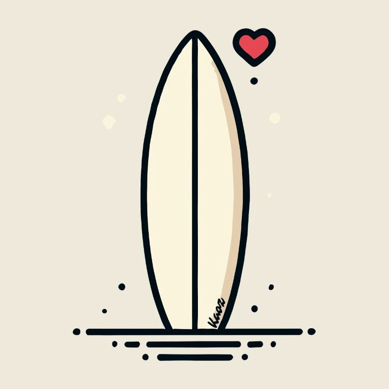 Retro Surfboard with Heart