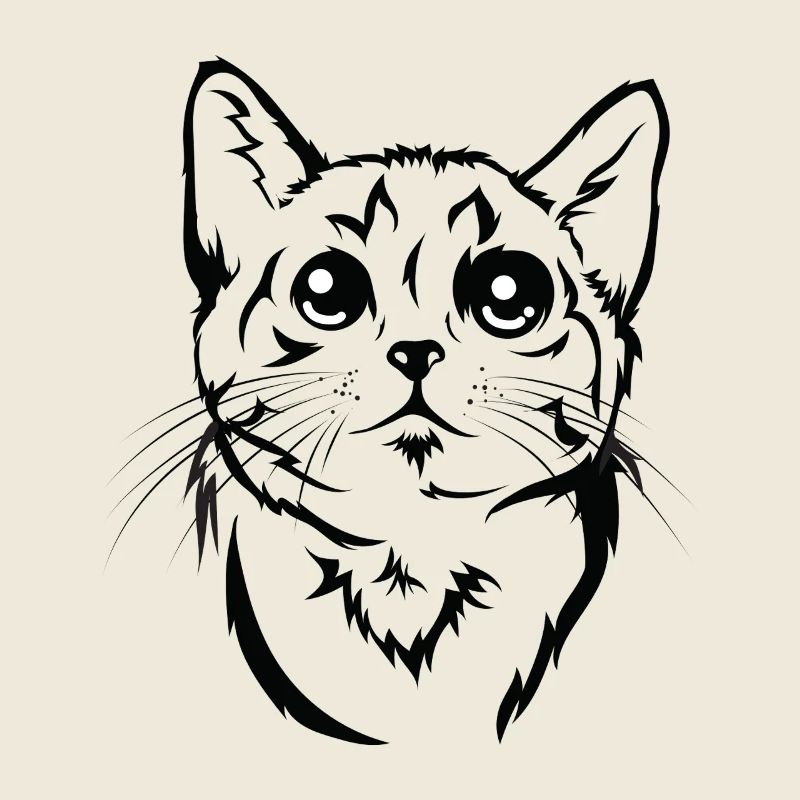 Cute Cat Portrait - Animal Lover Design