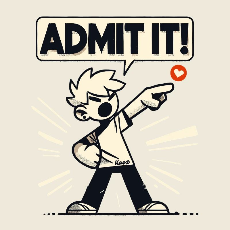 Admets-le! Annonce effrontée du garçon rétro