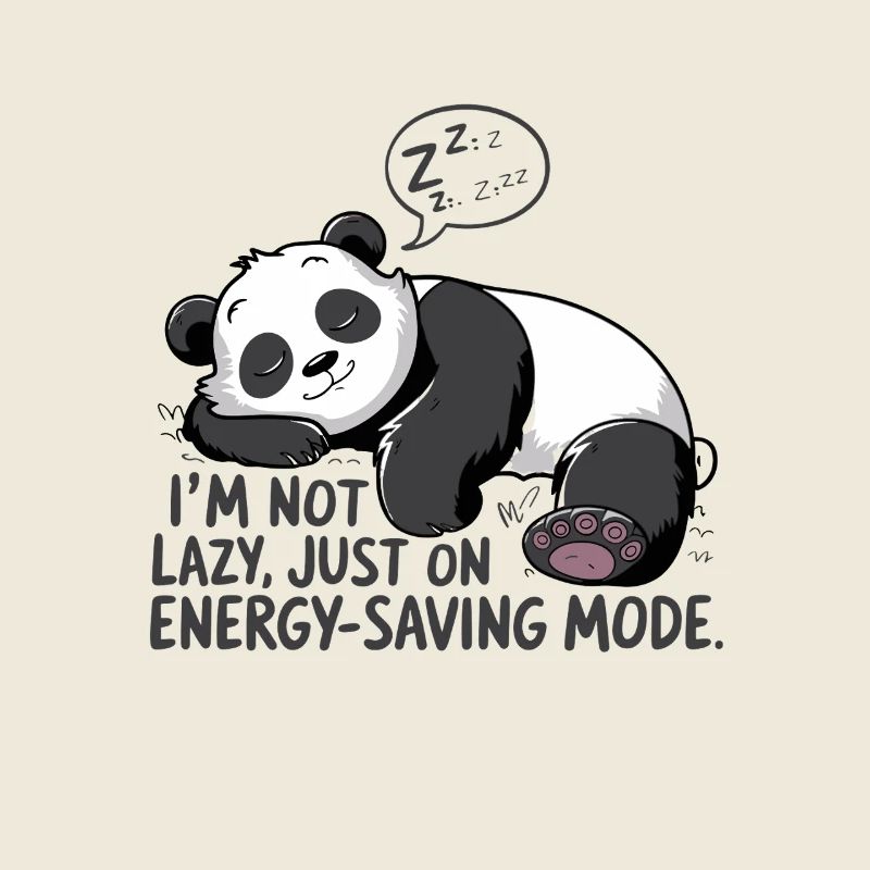Lazy Panda in Power Saving Mode Relax and