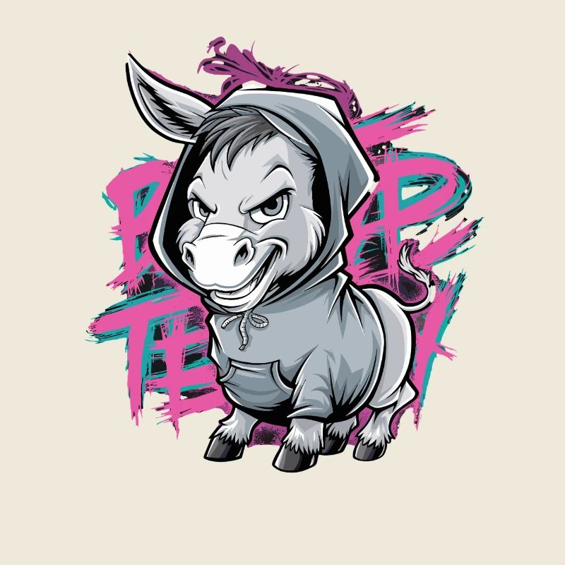 Funky Graffiti Street Art Donkey Artwork For
