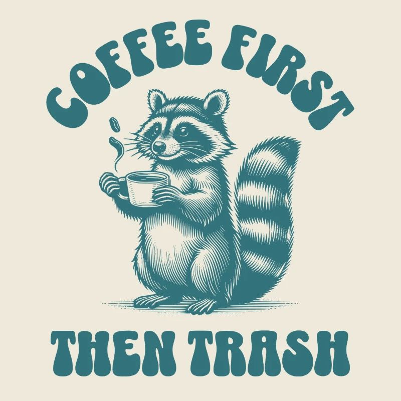 Coffee First Then Trash Cute Raccoon Coffee Lover