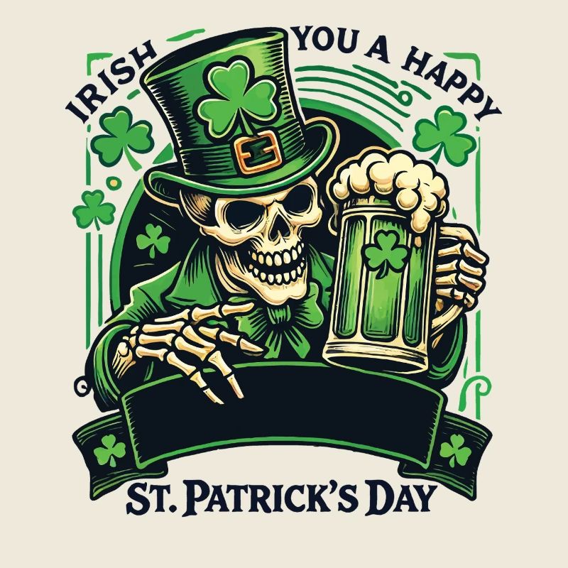 Fröhlicher St. Patrick's Day Schädel Mit Bier