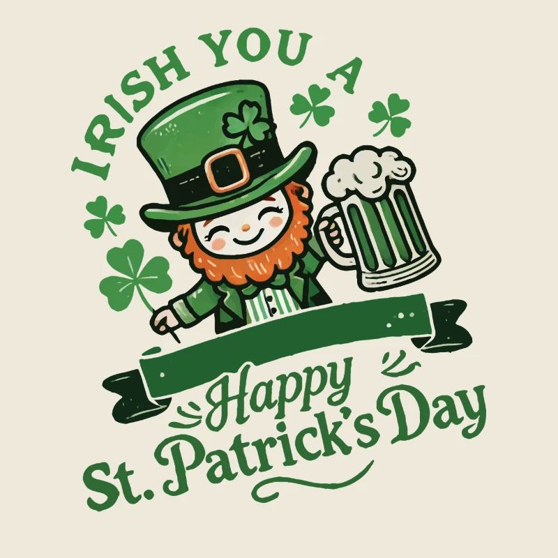 St. Patrick's Day Funny Leprechaun with Beer Mug