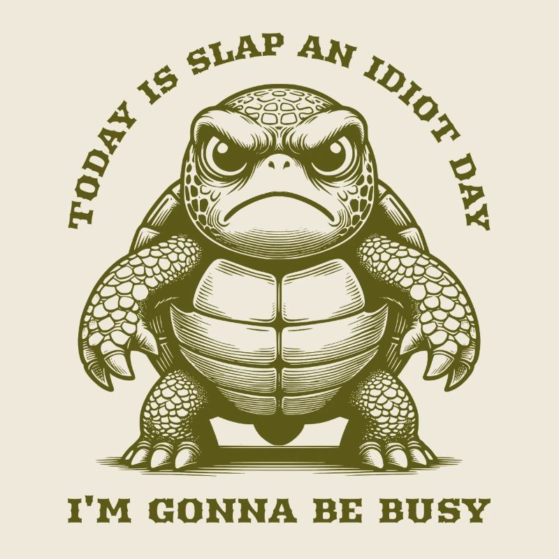 Today Is Slap An Idiot Day Funny Turtle Angry Pet