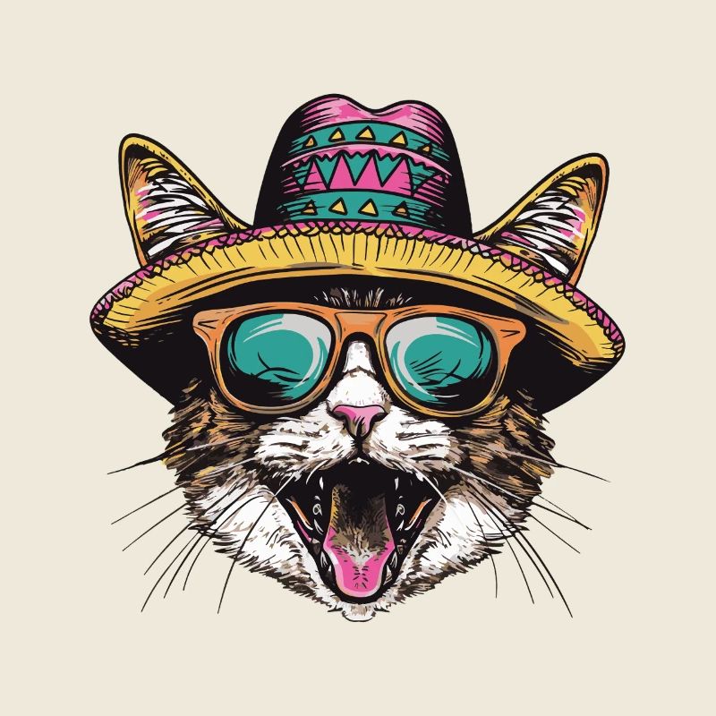 Katze Comic Lustig Sombrero