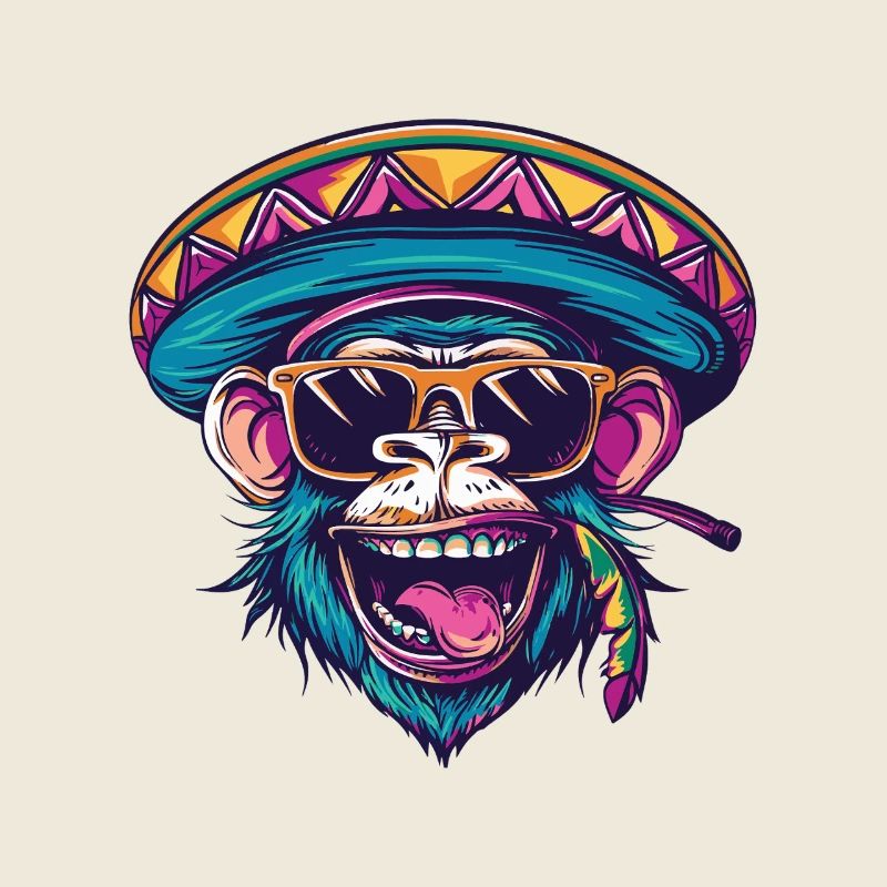 Monkey Comic Funny Sombrero