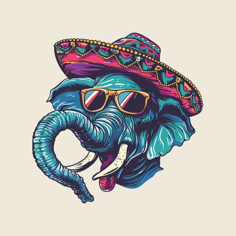Elephant Comic Funny Sombrero