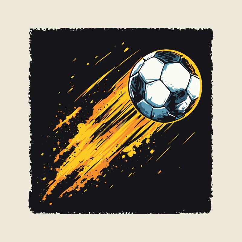 Burning football with flame effect for athletes