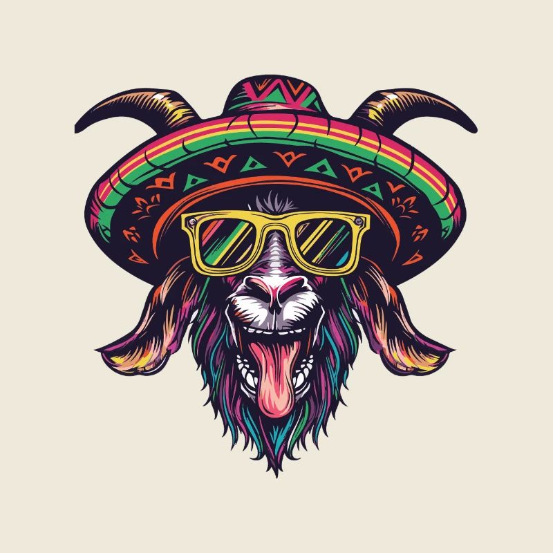 Mountain Goat Comic Funny Sombrero