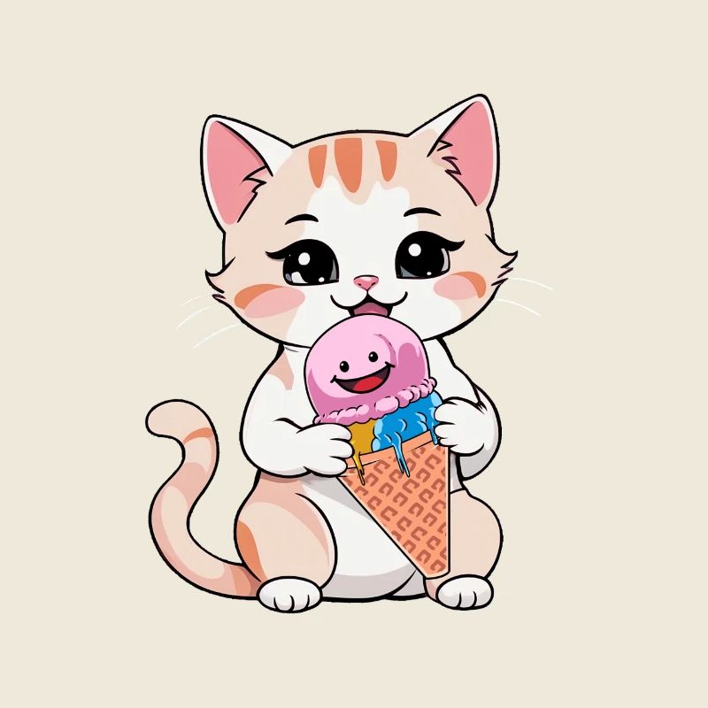 Katze Katzen Eis Eiskrem Eiscrem Kinder Kind
