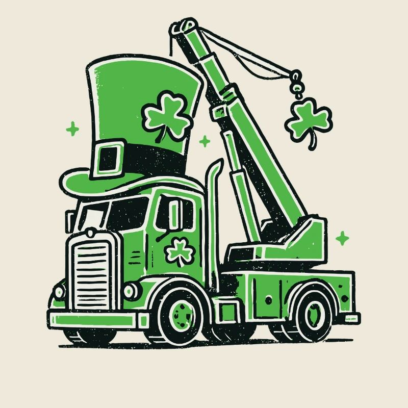 Drôle de grue de la Saint-Patrick Véhicule de construction