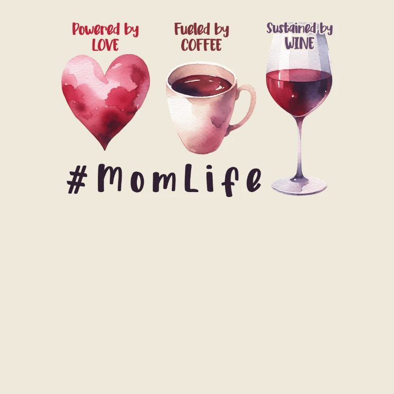 Kaffee Wein Liebe Aquarell Muttertag Geschenk