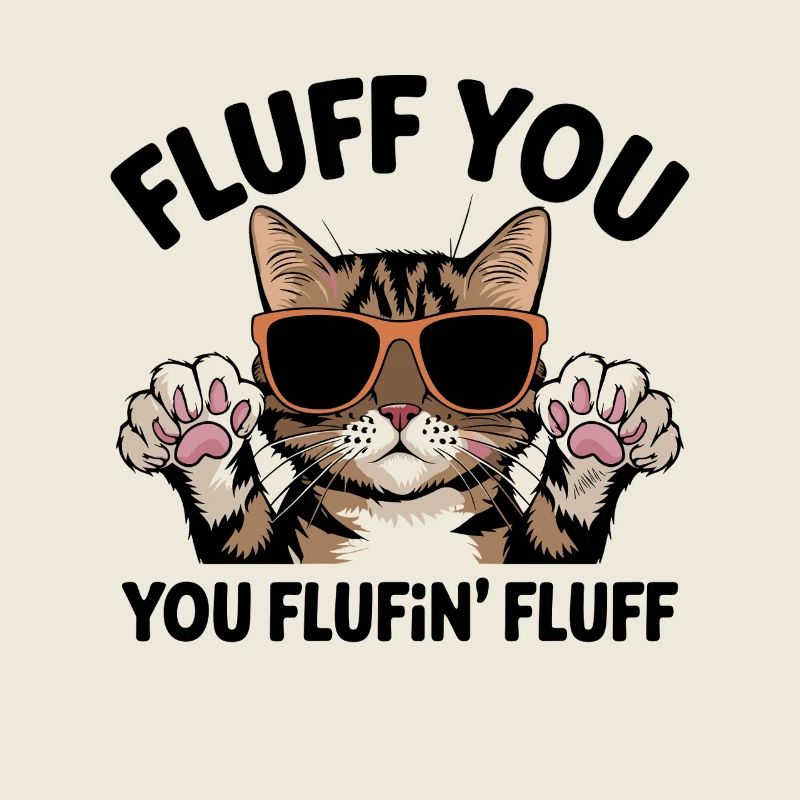 Fluff You Cat avec des lunettes de soleil Design drôle