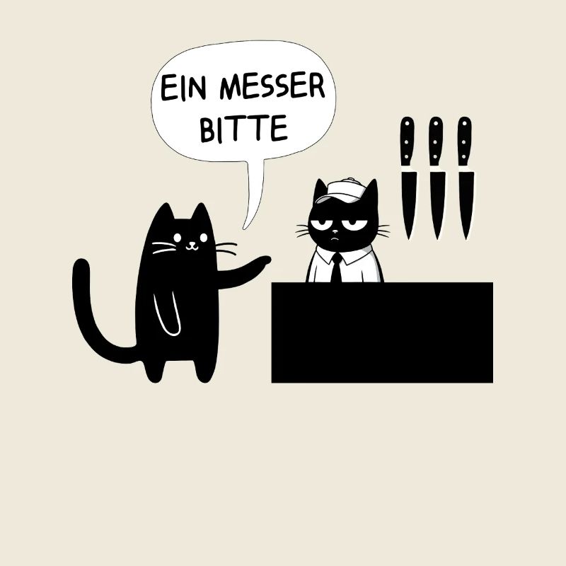 Ein Messer bitte – Schwarzer Humor mit Katze