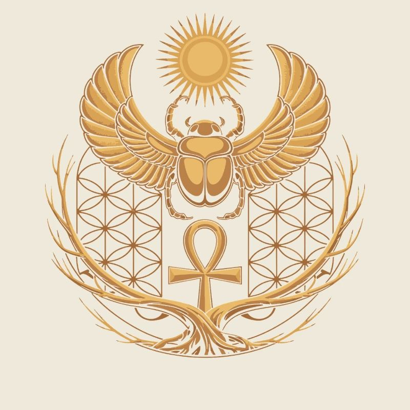 Winged Scarab with Ankh & Solar Disk