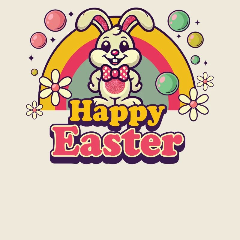 Easter Retro Aesthetics Happy Easter Bunny