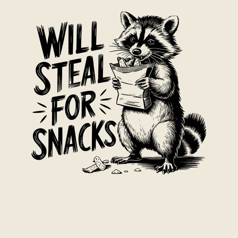 Raccoon Funny Snacks Humor Saying