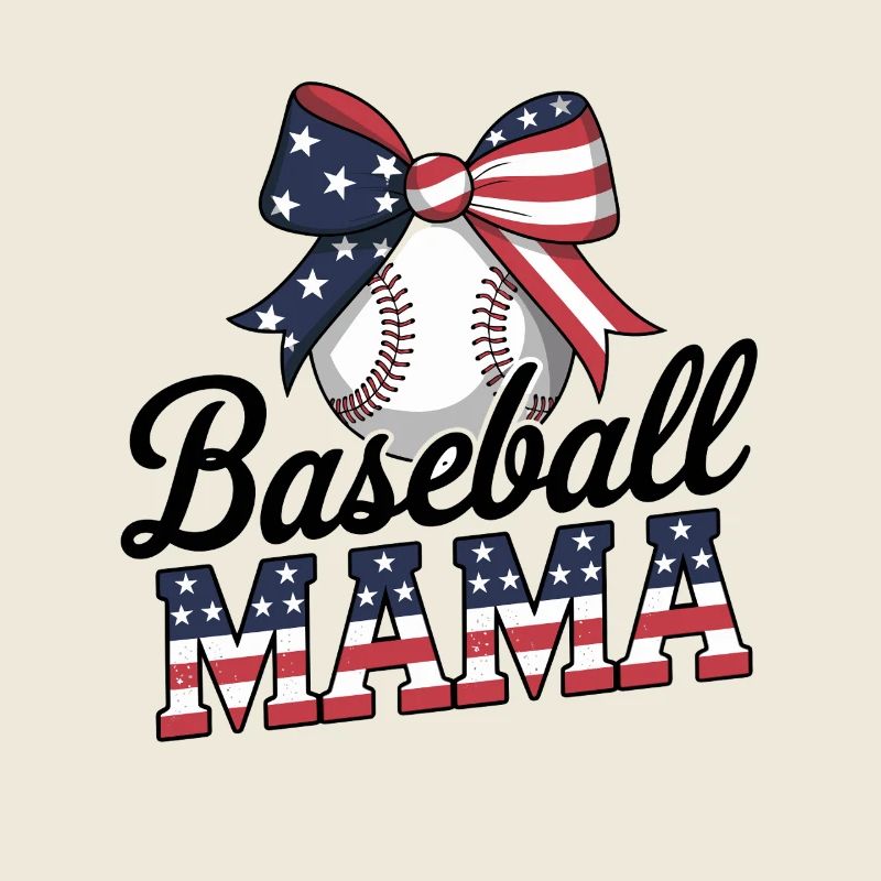 Baseball Mom Flag Bow Pride Design