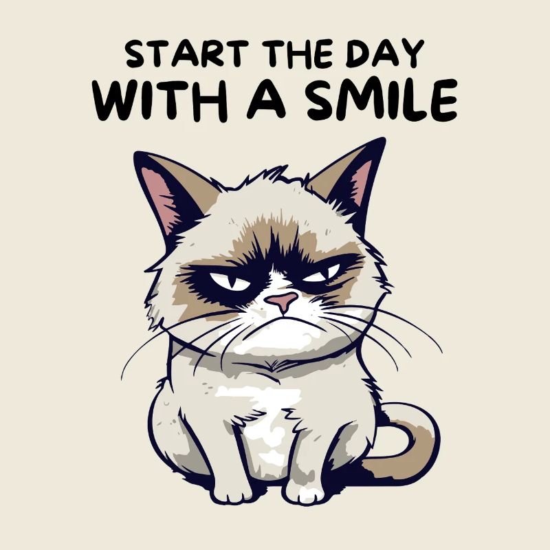 Start the Day with a Smile - Lustige Grumpy Katze