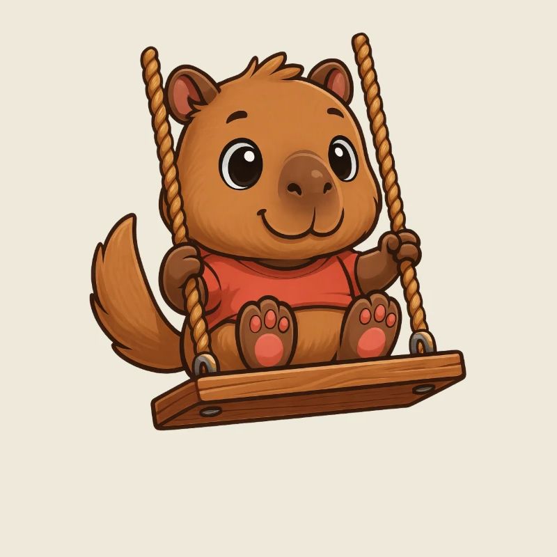 Capybara mignon Capybara balançoire de dessin animé