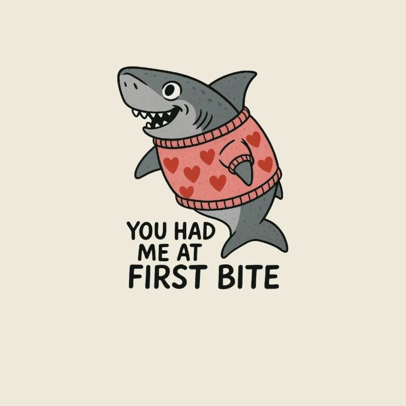 Lachender Hai mit Herzpullover – You had me at