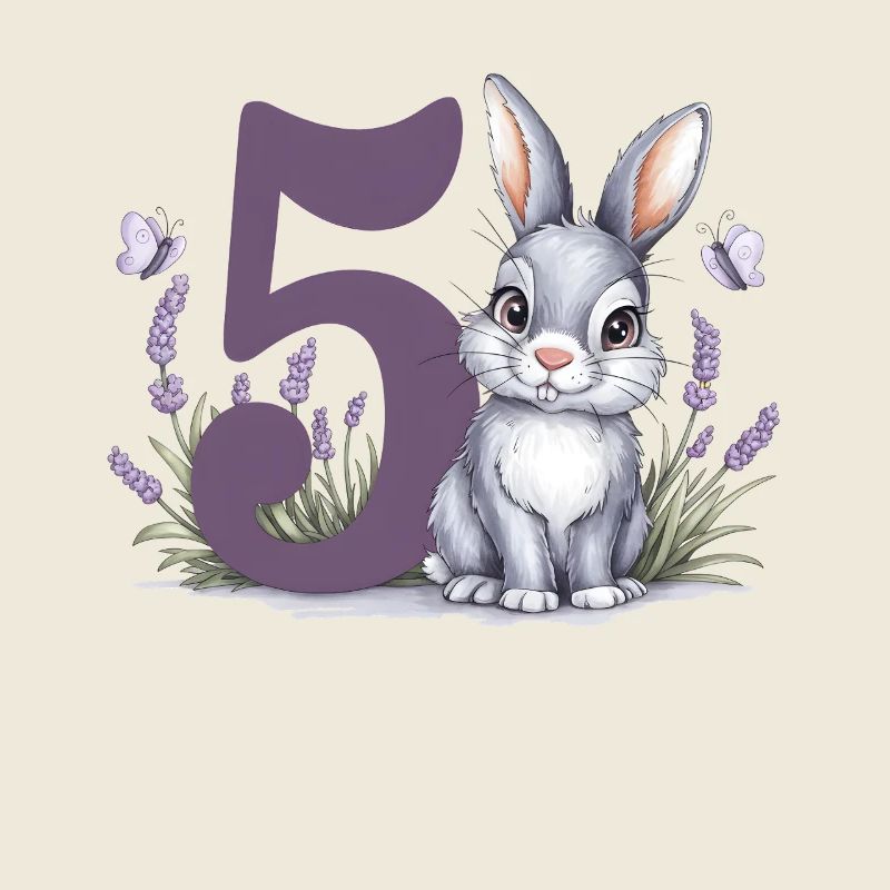 5th Birthday 5 Years Bunny Bunny Lavender Purple