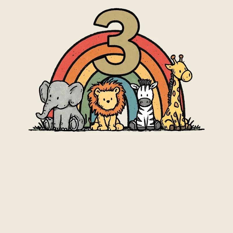 Arc-en-ciel Animaux mignons 3 ans Enfants Cadeau