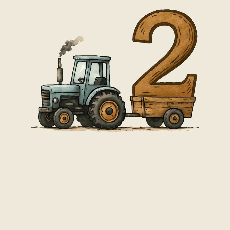 Birthday Tractor with Trailer 2 Years Birthday