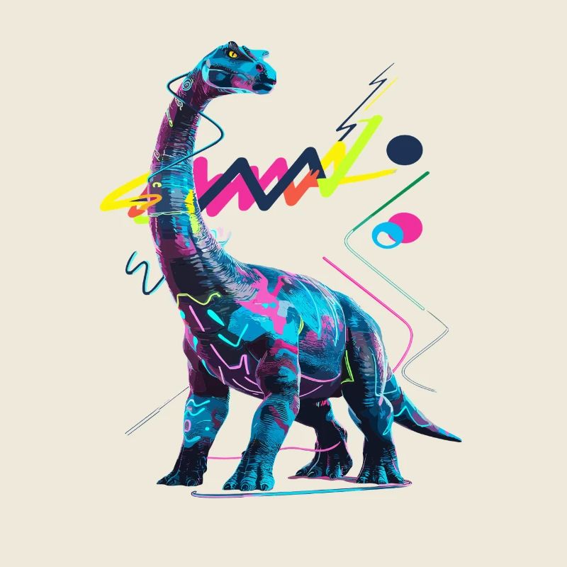 Neon Dinosaur Abstract Artwork