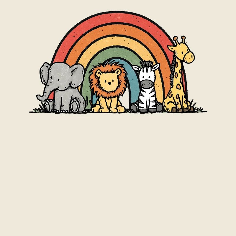 Elefant Löwe Zebra Giraffe Regenbogen Kinder