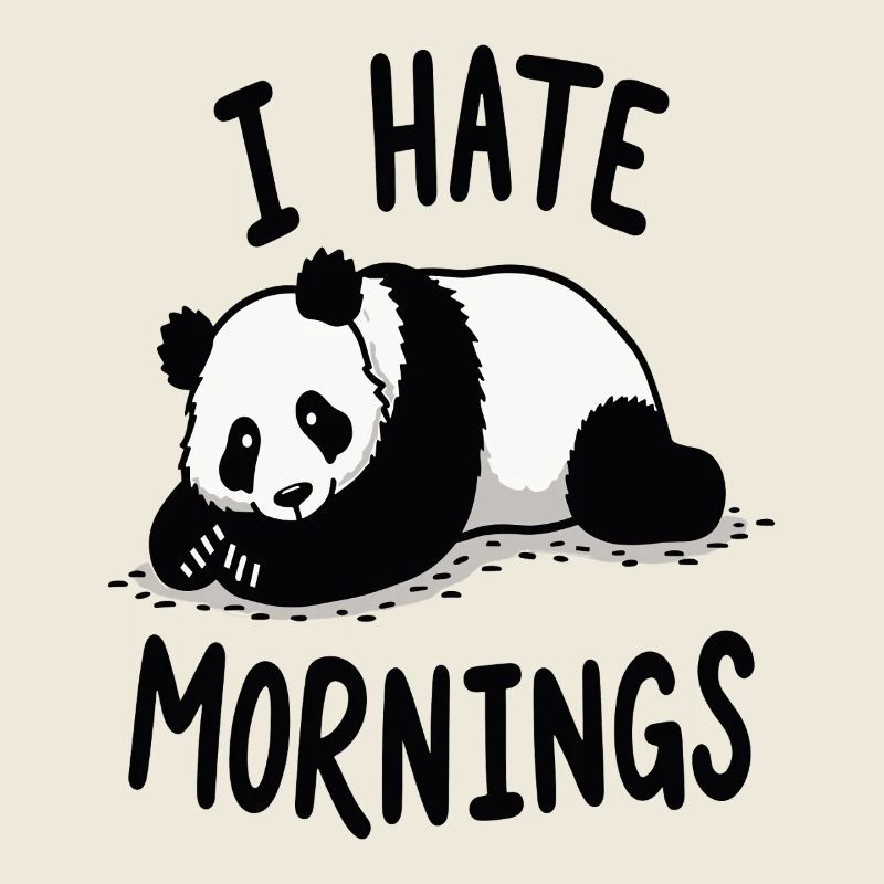 Panda I Hate Mornings Spruch