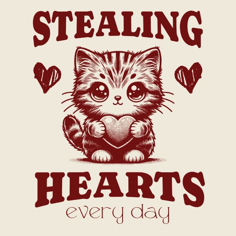 Stealing Hearts Every Day Cute Cat Vday Pet Animal