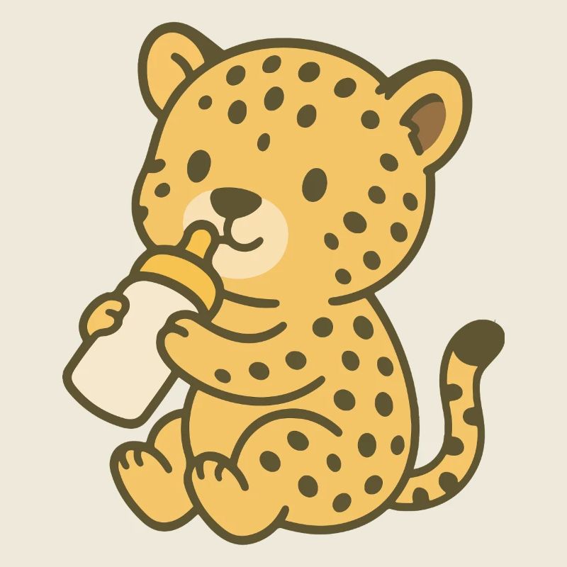 Bébé guépard avec biberon