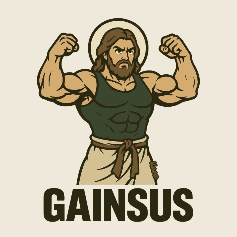 Saint musclé avec pose de bodybuilder