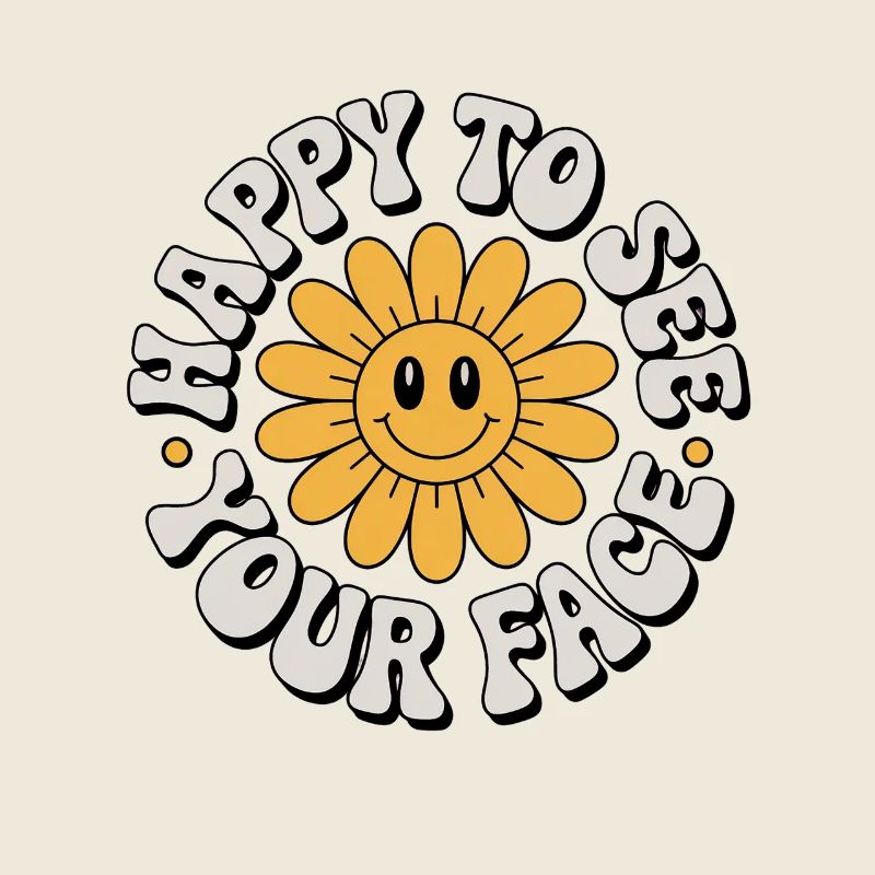 Fleur rétro heureuse heureuse de vous voir de bonne humeur