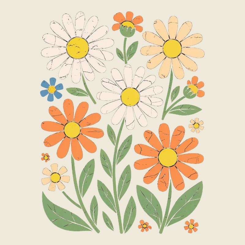 Boho Retro Daisy Pattern Retro