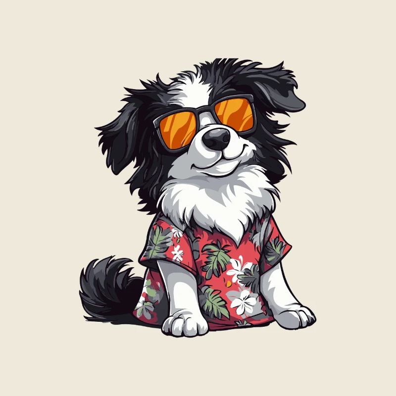 Border Collie Hund Comic Urlaub