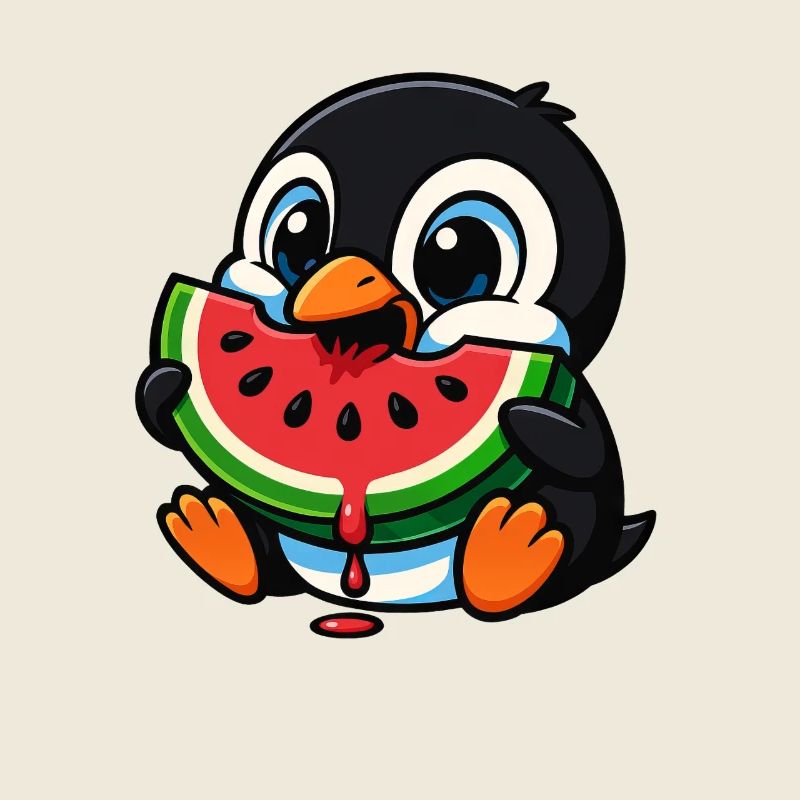 Cute Penguin Watermelon Summer Fruit Cartoon